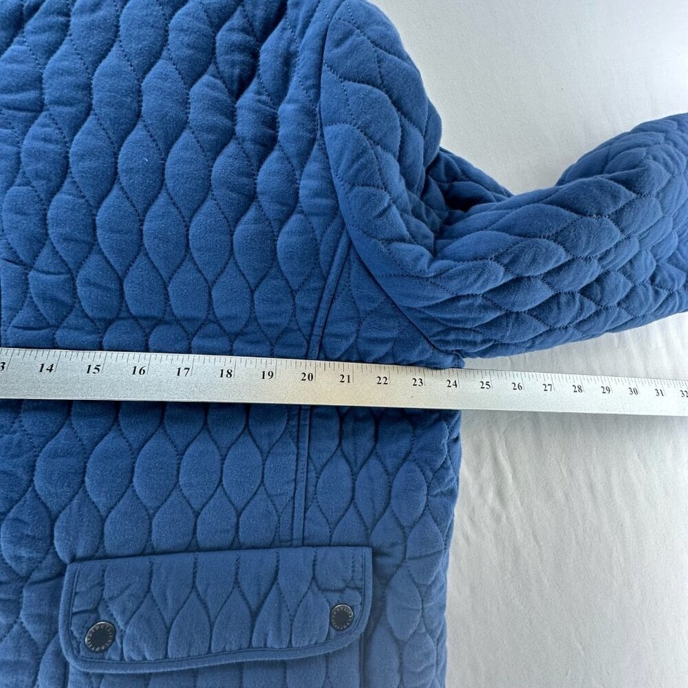 Talbots Quilted Bomber Jacket Womens XL Full Zip Pattern Lined Snap Pockets Blue - Picture 10 of 12